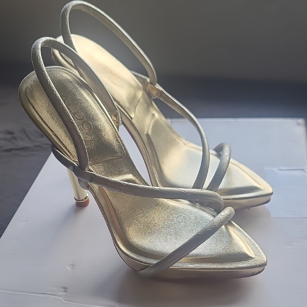 Aldo Shimmering Gold Strappy Heels